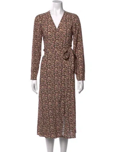 Pre-owned Sézane Floral Print Midi Length Dress In Neutral