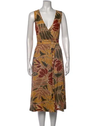 Pre-owned Sézane Floral Print Midi Length Dress In Neutral