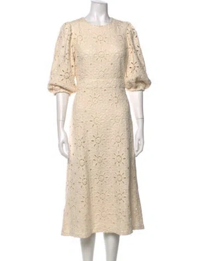 Pre-owned Sézane Floral Print Midi Length Dress In Neutrals