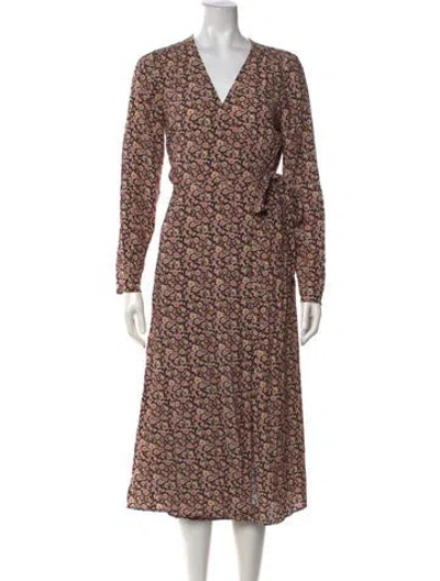 Pre-owned Sézane Floral Print Midi Length Dress In Neutrals