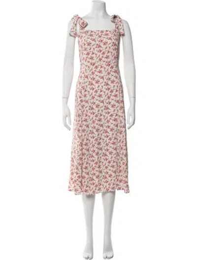 Pre-owned Sézane Floral Print Midi Length Dress In Neutrals