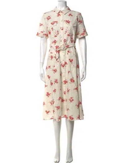 Pre-owned Sézane Floral Print Midi Length Dress In Neutrals