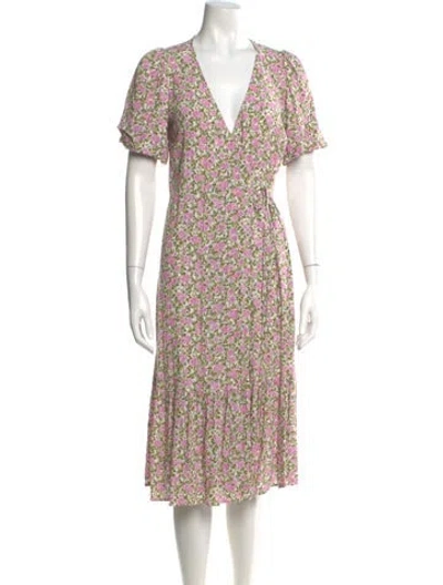 Pre-owned Sézane Floral Print Midi Length Dress In Pink