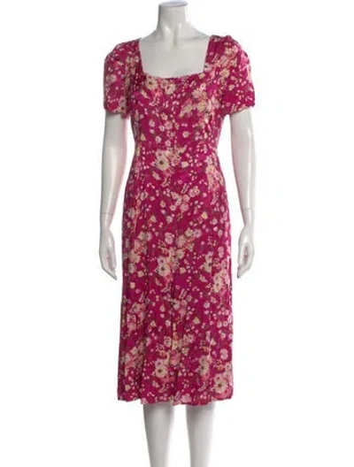 Pre-owned Sézane Floral Print Midi Length Dress In Pink