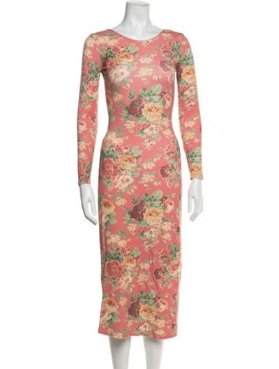 Pre-owned Sézane Floral Print Midi Length Dress In Pink