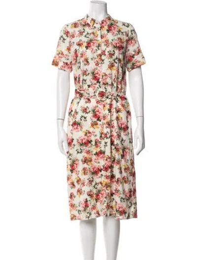Pre-owned Sézane Floral Print Midi Length Dress In Pink