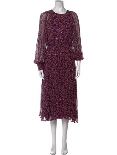 Pre-owned Sézane Floral Print Midi Length Dress In Purple