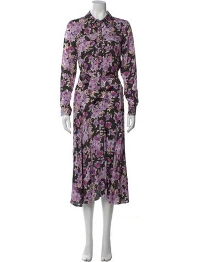 Pre-owned Sézane Floral Print Midi Length Dress In Purple