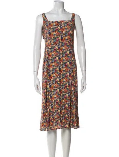 Pre-owned Sézane Floral Print Midi Length Dress In Red