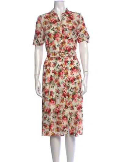 Pre-owned Sézane Floral Print Midi Length Dress In Red