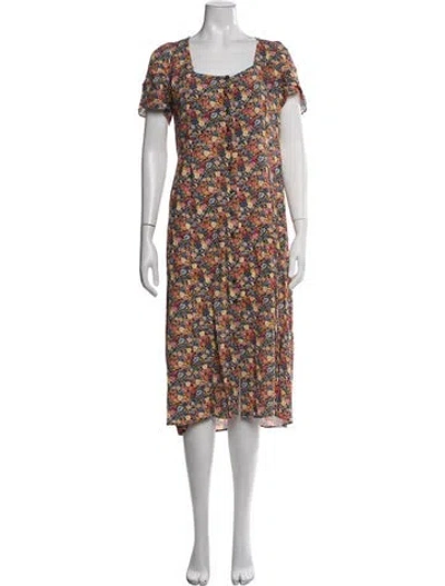 Pre-owned Sézane Floral Print Midi Length Dress In Red
