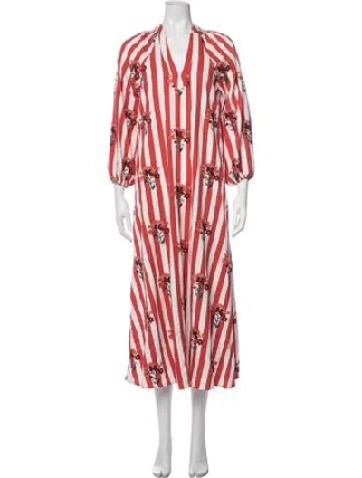 Pre-owned Sézane Floral Print Midi Length Dress In Red