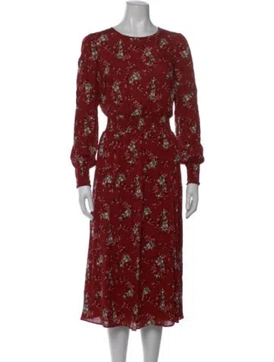 Pre-owned Sézane Floral Print Midi Length Dress In Red