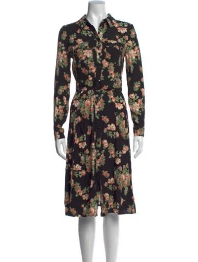 Pre-owned Sézane Floral Print Midi Length Dress W/ Tags In Black