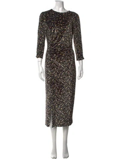 Pre-owned Sézane Floral Print Midi Length Dress W/ Tags In Black
