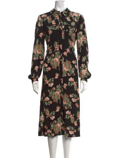 Pre-owned Sézane Floral Print Midi Length Dress W/ Tags In Black