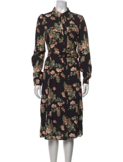 Pre-owned Sézane Floral Print Midi Length Dress W/ Tags In Black
