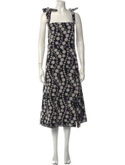 Pre-owned Sézane Floral Print Midi Length Dress W/ Tags In Black