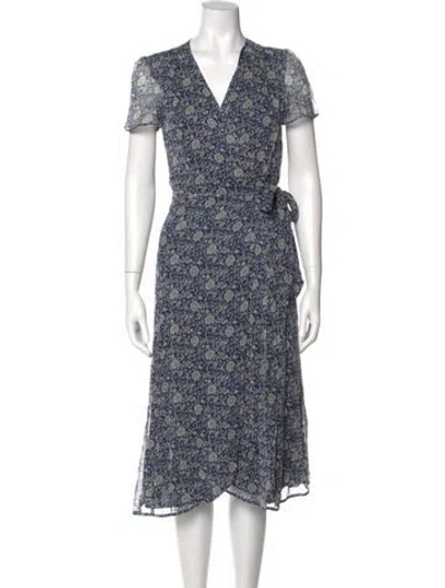 Pre-owned Sézane Floral Print Midi Length Dress W/ Tags In Blue