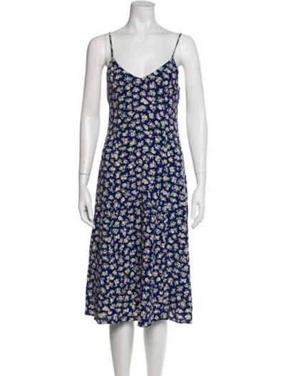 Pre-owned Sézane Floral Print Midi Length Dress W/ Tags In Blue