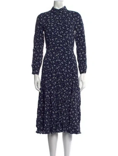 Pre-owned Sézane Floral Print Midi Length Dress W/ Tags In Blue