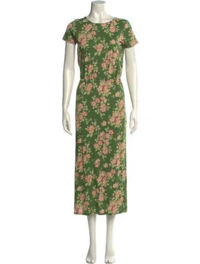 Pre-owned Sézane Floral Print Midi Length Dress W/ Tags In Green