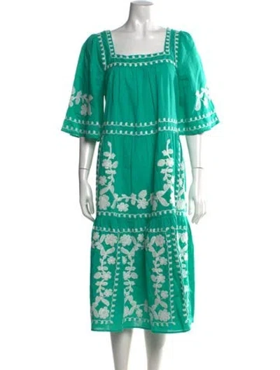 Pre-owned Sézane Floral Print Midi Length Dress W/ Tags In Green