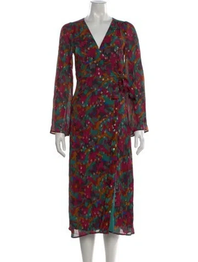 Pre-owned Sézane Floral Print Midi Length Dress W/ Tags In Multi