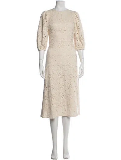 Pre-owned Sézane Floral Print Midi Length Dress W/ Tags In Neutral