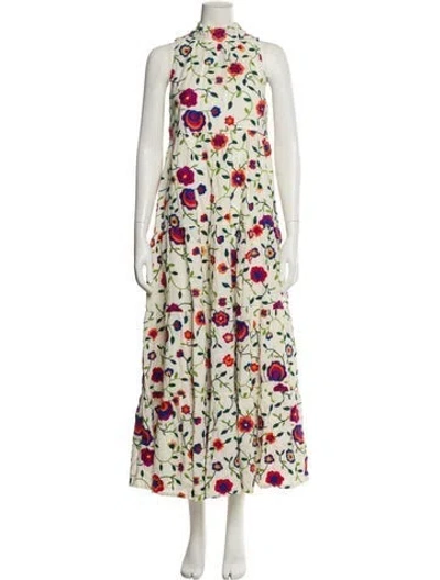 Pre-owned Sézane Floral Print Midi Length Dress W/ Tags In Neutral