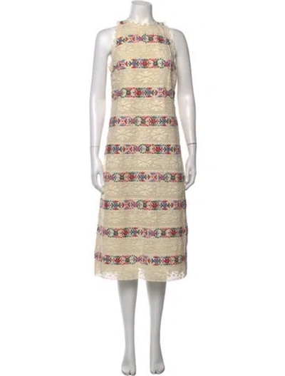 Pre-owned Sézane Floral Print Midi Length Dress W/ Tags In Neutrals