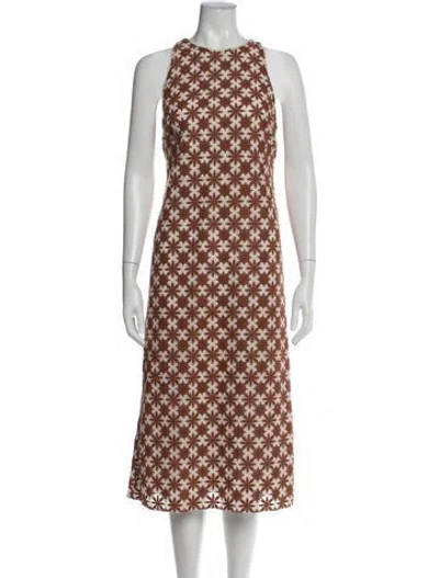 Pre-owned Sézane Floral Print Midi Length Dress W/ Tags In Orange