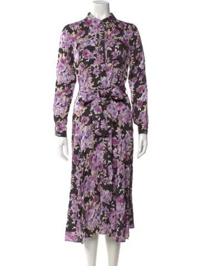 Pre-owned Sézane Floral Print Midi Length Dress W/ Tags In Purple