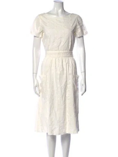 Pre-owned Sézane Floral Print Midi Length Dress In White