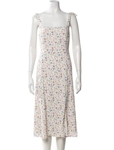 Pre-owned Sézane Floral Print Midi Length Dress In White