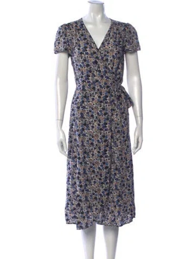 Pre-owned Sézane Floral Print Midi Length Dress In White