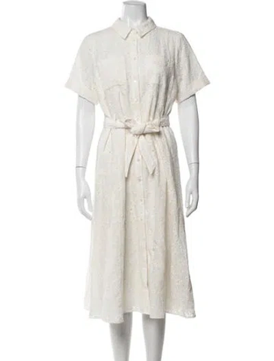 Pre-owned Sézane Floral Print Midi Length Dress In White