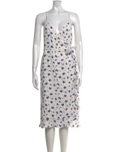 Pre-owned Sézane Floral Print Midi Length Dress In White