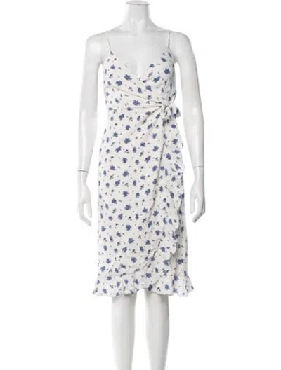 Pre-owned Sézane Floral Print Midi Length Dress In White