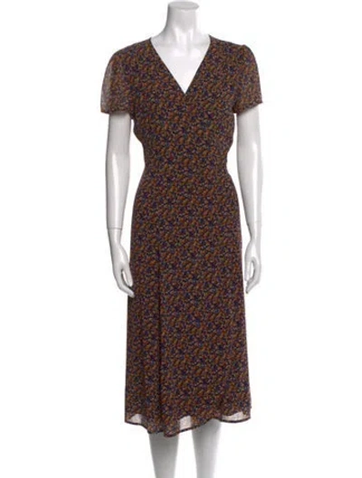 Pre-owned Sézane Floral Print Midi Length Dress In Yellow