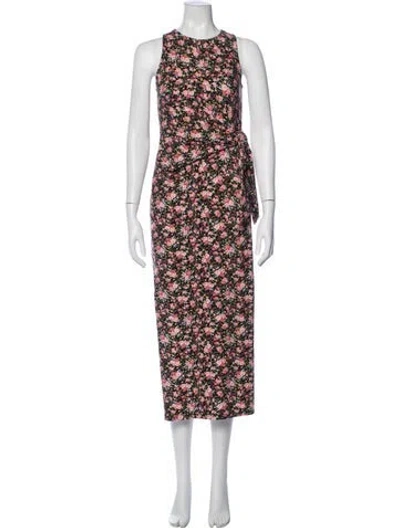 Pre-owned Sézane Floral Print Midi Length Dress In Yellow