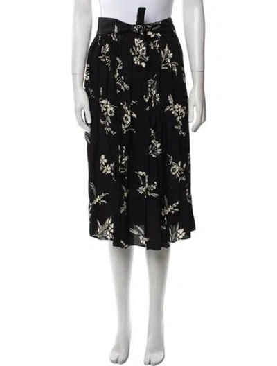 Pre-owned Sézane Floral Print Midi Length Skirt In Black