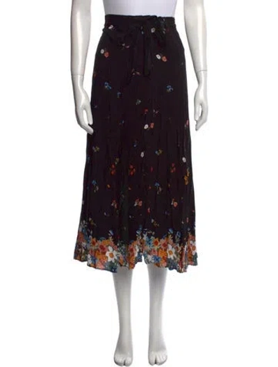 Pre-owned Sézane Floral Print Midi Length Skirt In Black