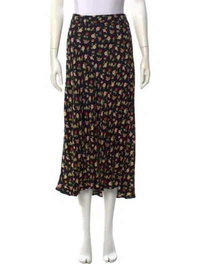 Pre-owned Sézane Floral Print Midi Length Skirt In Black