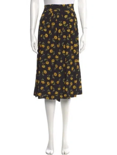 Pre-owned Sézane Floral Print Midi Length Skirt In Black