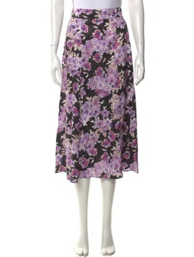 Pre-owned Sézane Floral Print Midi Length Skirt In Black