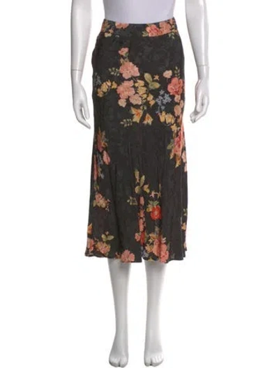 Pre-owned Sézane Floral Print Midi Length Skirt In Black
