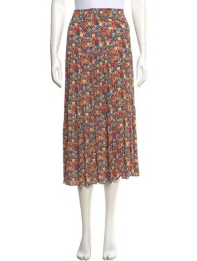 Pre-owned Sézane Floral Print Midi Length Skirt In Black