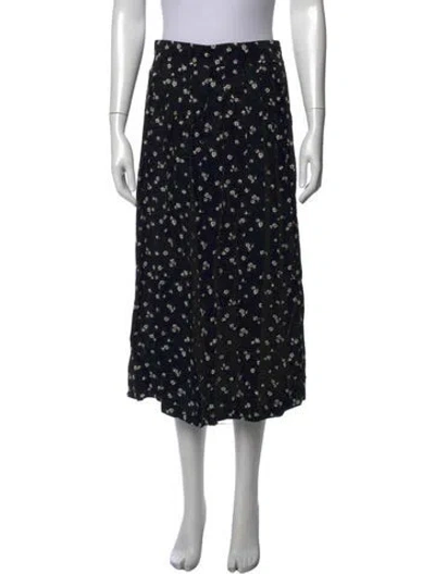 Pre-owned Sézane Floral Print Midi Length Skirt In Black