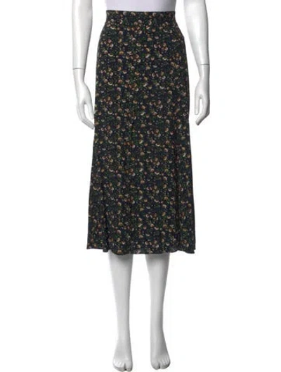 Pre-owned Sézane Floral Print Midi Length Skirt In Black